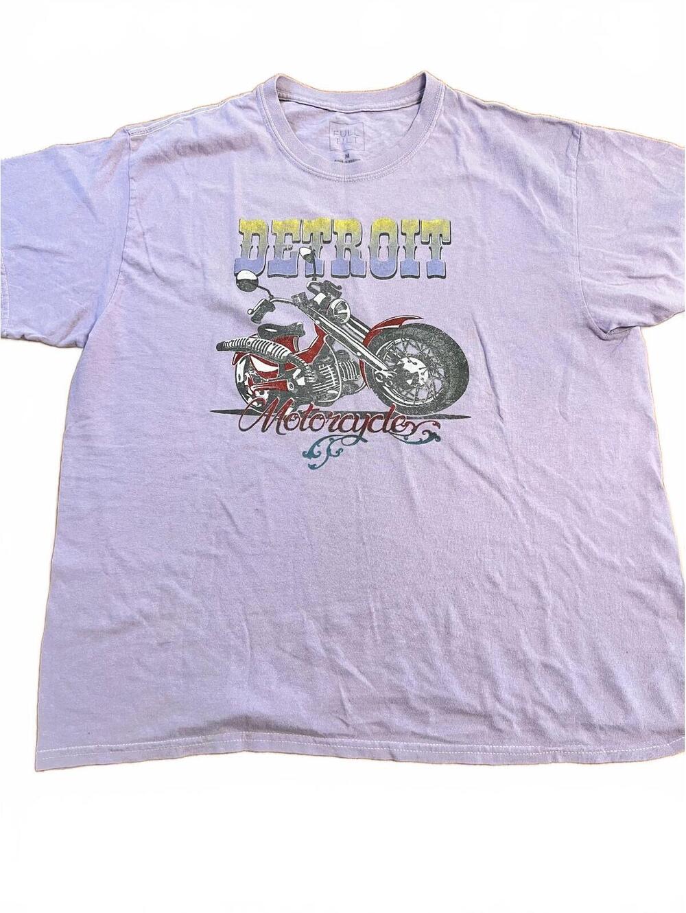 Full Tilt Detroit Motorcycle Graphic T-Shirt Medium Purple Cotton